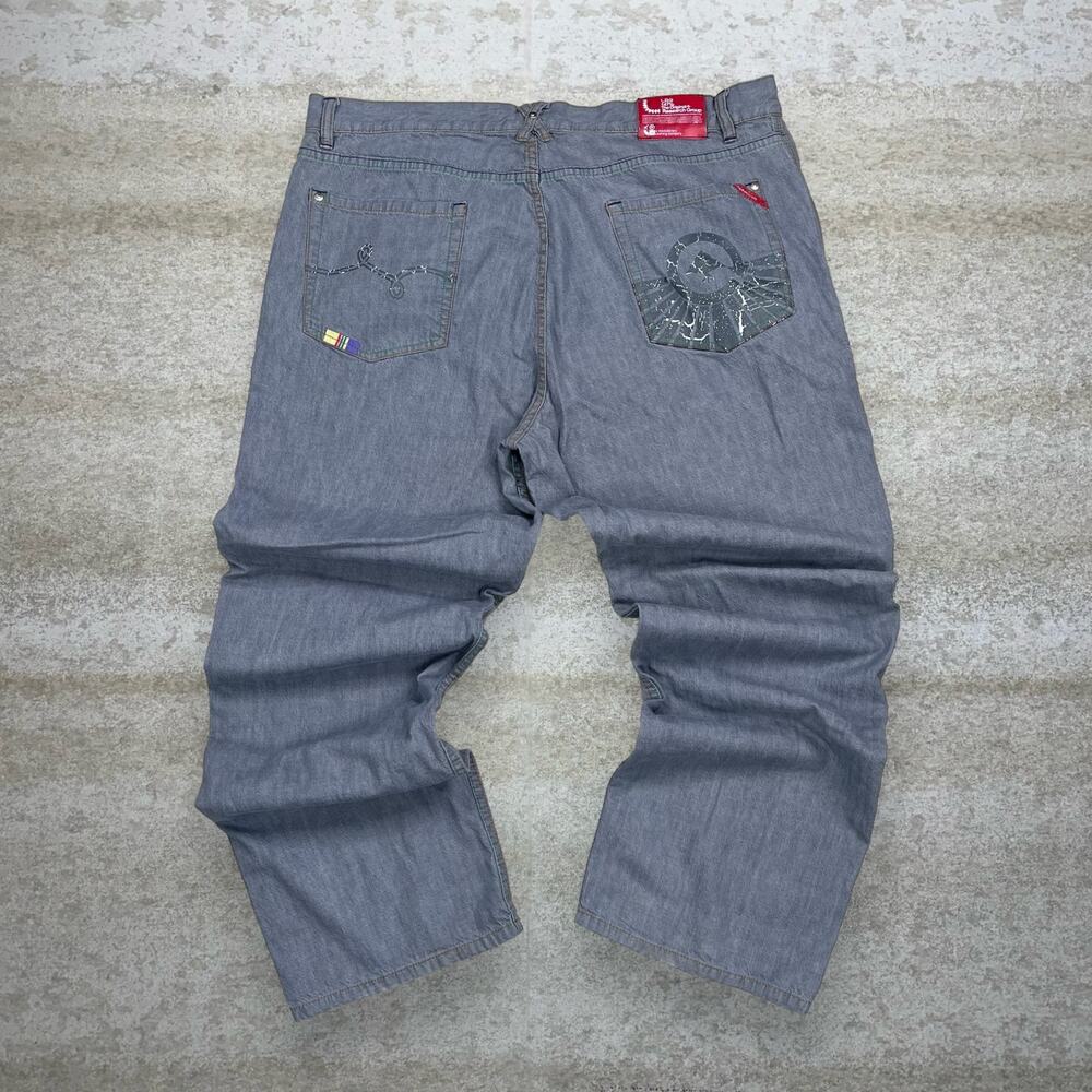 Vintage Y2K LRG Skater Wide Leg Jeans 42x34 Baggy Smoke Grey Wash Denim Rap - Picture 1 of 5